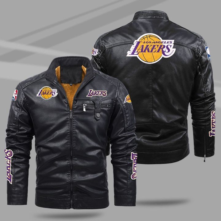 Los Angeles Lakers Fleece Leather Jacket - HVsun