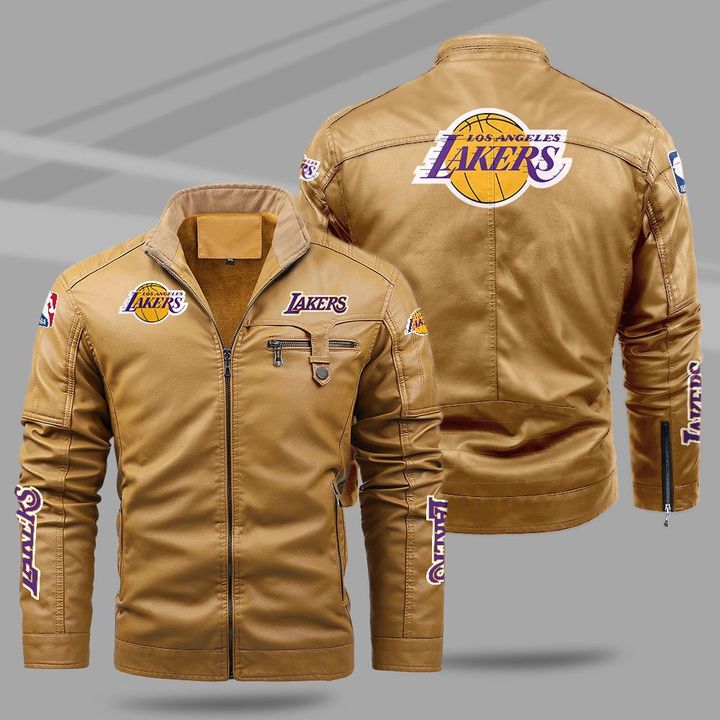 Los Angeles Lakers Fleece Leather Jacket - HVsun