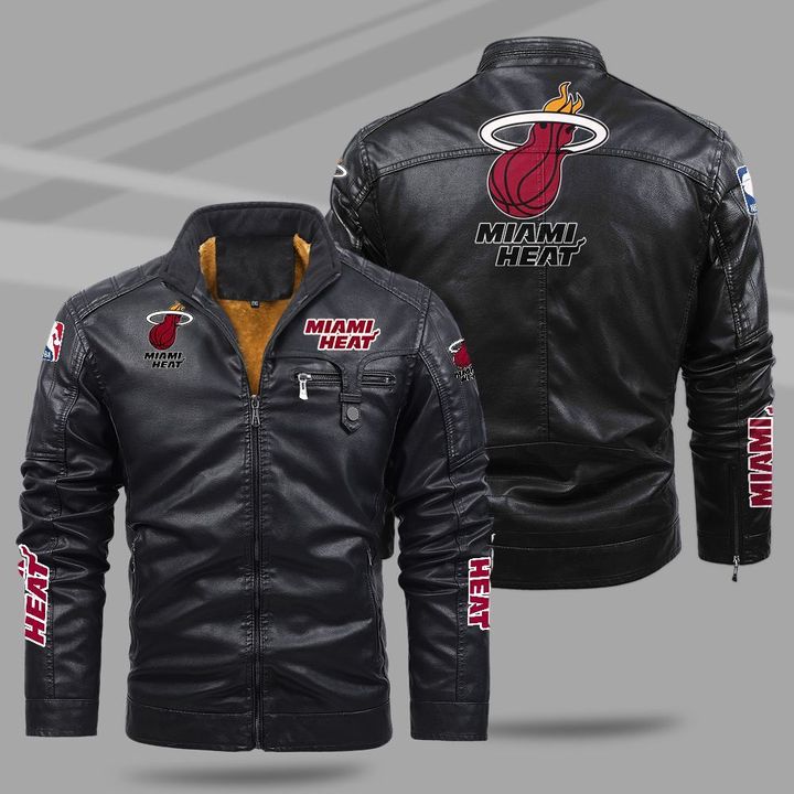 Miami Heat Fleece Leather Jacket - HVsun