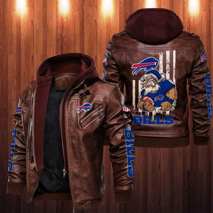 Buffalo Bills Leather Jacket Angry Santa Claus - HVsun