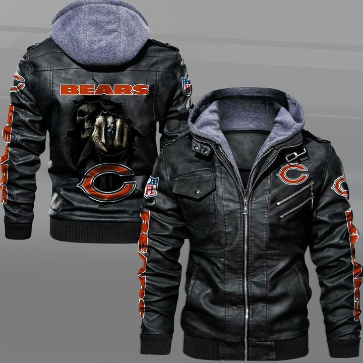 Chicago Bears Leather Jacket Dead Skull - HVsun