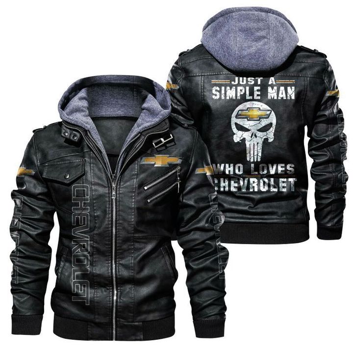Chevrolet Leather Jacket Just A Simple Man Who Loves Chevrolet - HVsun