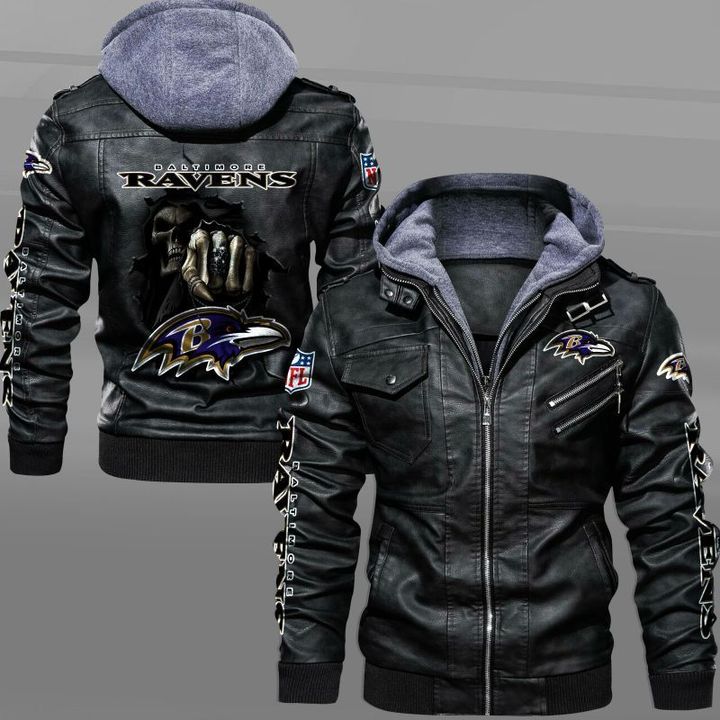 Baltimore Ravens Leather Jacket Dead Skull - HVsun