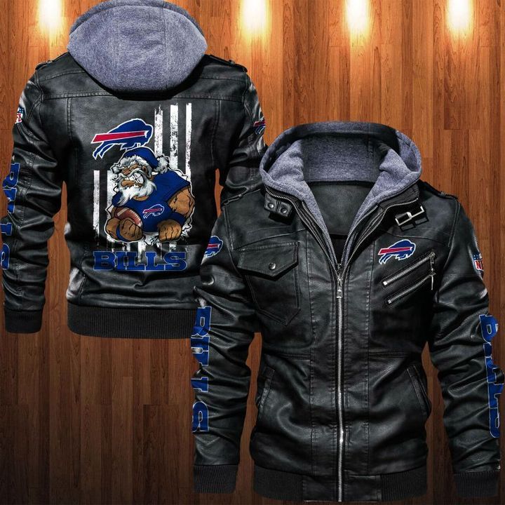 Buffalo Bills Leather Jacket Angry Santa Claus - HVsun