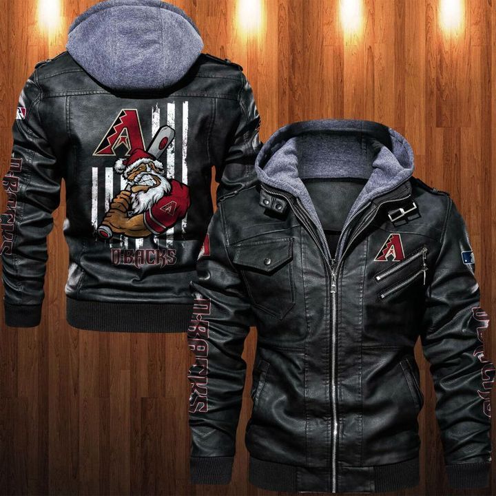 Arizona Diamondbacks Leather Jacket Angry Santa Claus - HVsun