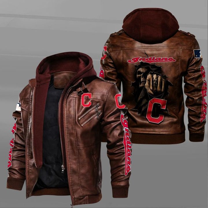 Cleveland Indians Leather Jacket Dead Skull - USALast