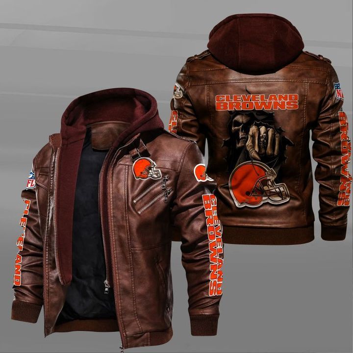Cleveland Browns Leather Jacket Dead Skull - HVsun