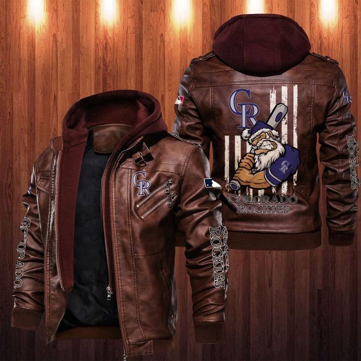 Colorado Rockies Leather Jacket Angry Santa Claus - HVsun