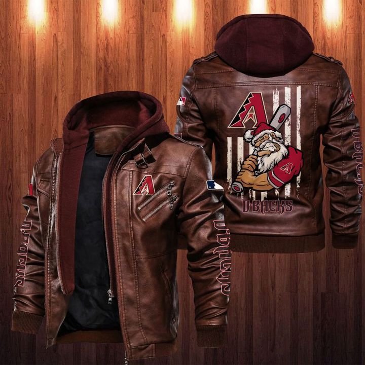 Arizona Diamondbacks Leather Jacket Angry Santa Claus - HVsun