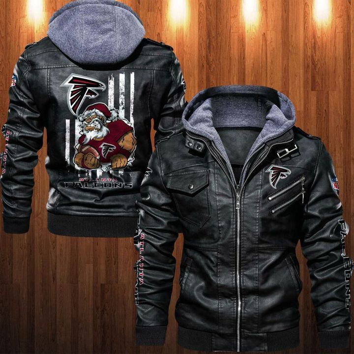 Atlanta Falcons Leather Jacket Angry Santa Claus - HVsun
