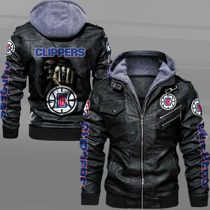 Los Angeles Clippers Leather Jacket Skull In Back - HVsun