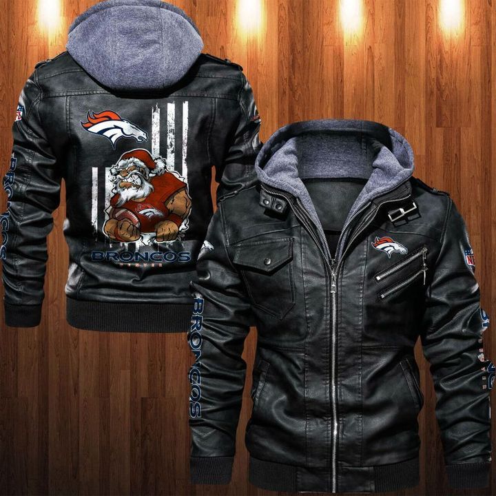 Denver Broncos Leather Jacket Angry Santa Claus - USALast