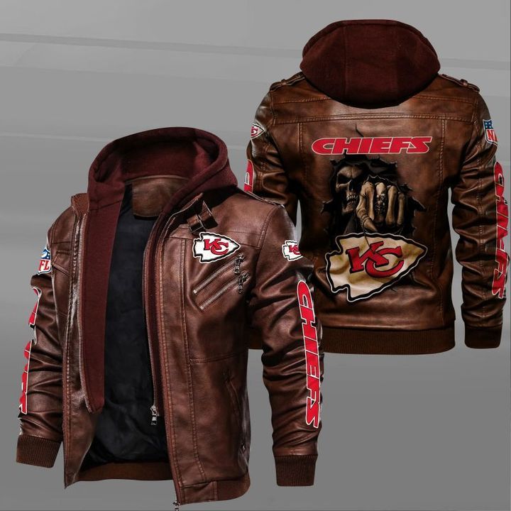 Kansas City Chiefs Leather Jacket Death Skull - HVsun