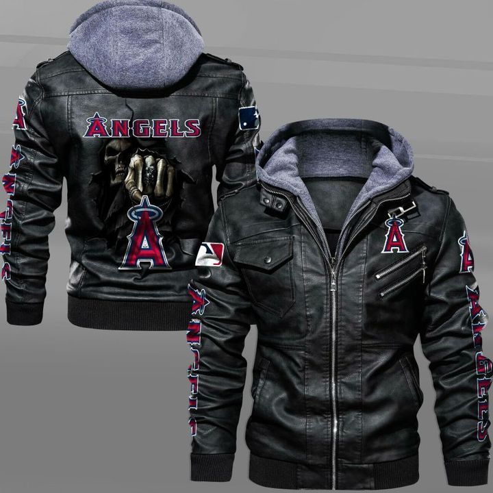 Los Angeles Angels Leather Jacket Dead Skull In Back - HVsun