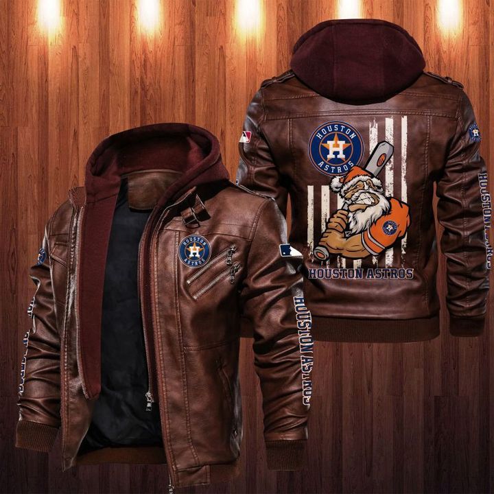Houston Astros Leather Jacket Angry Santa Claus - HVsun