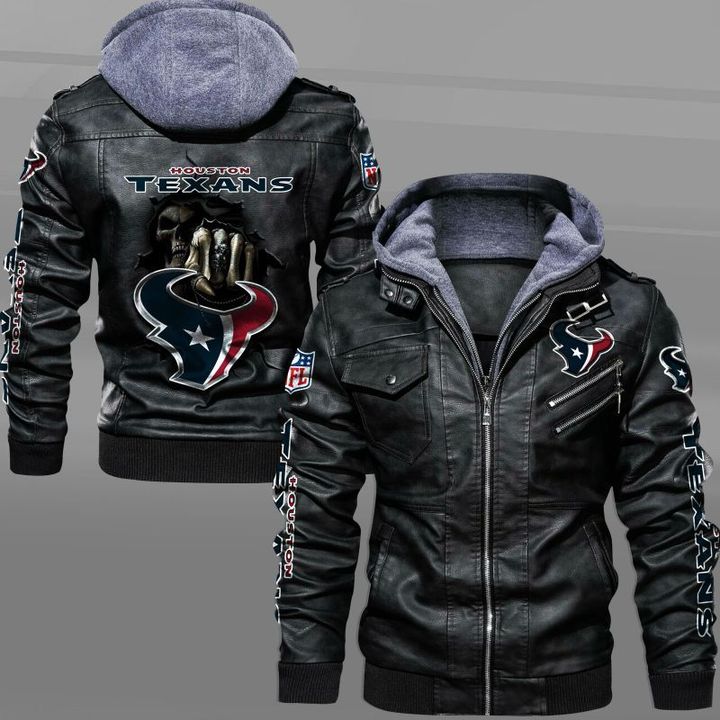 Houston Texans Leather Jacket Dead Skull In Back - HVsun