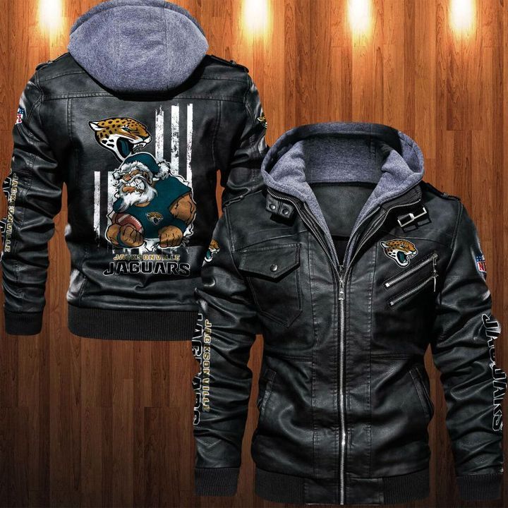 Jacksonville Jaguars Leather Jacket Angry Santa Claus - HVsun