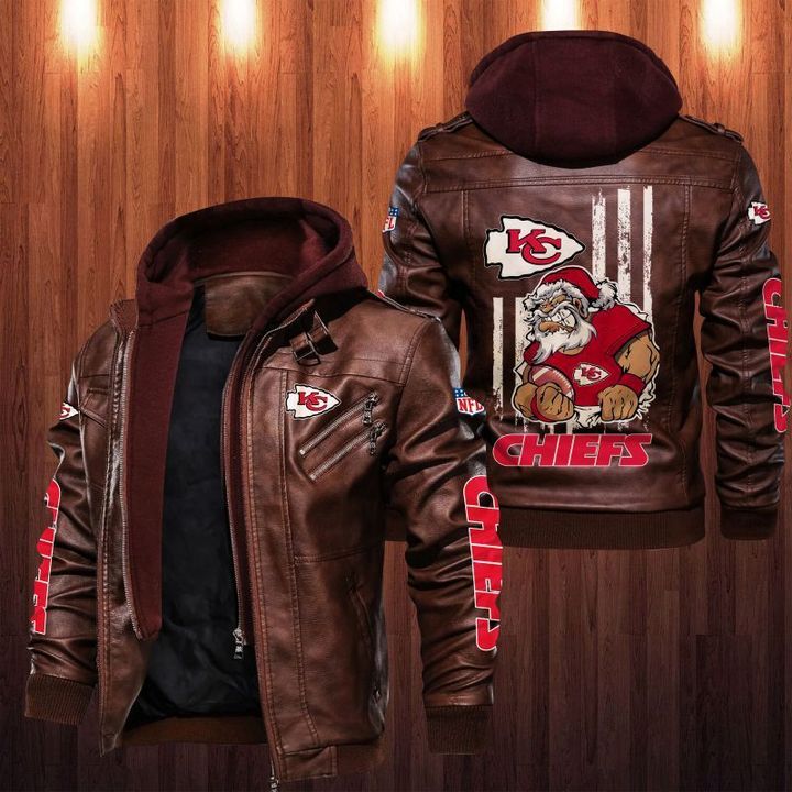 Kansas City Chiefs Leather Jacket Angry Santa Claus - HVsun