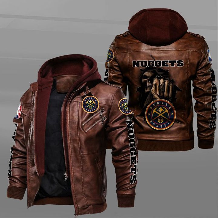 Denver Nuggets Leather Jacket Dead Skull In Back - USALast
