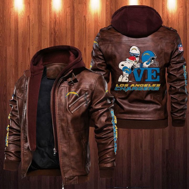 Los Angeles Chargers Snoopy Leather Jacket - HVsun