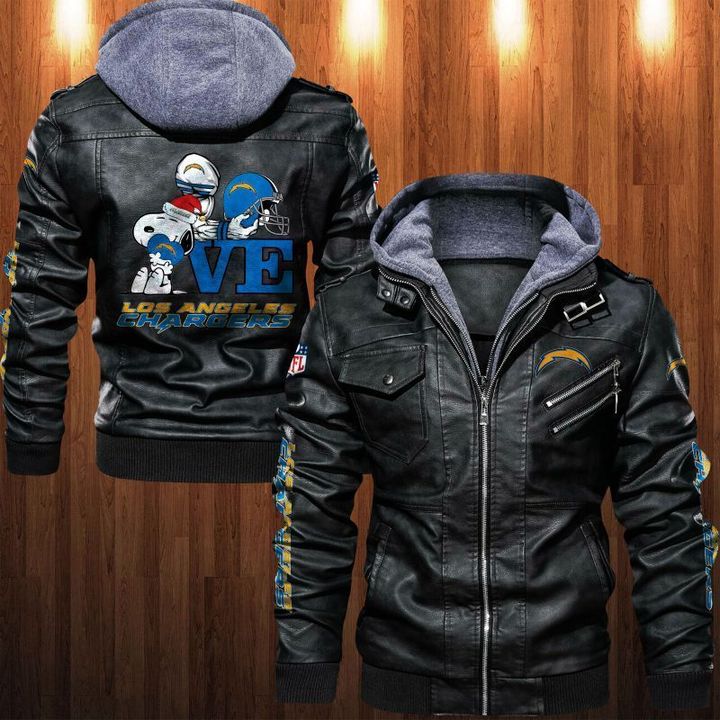 Los Angeles Chargers Snoopy Leather Jacket - HVsun