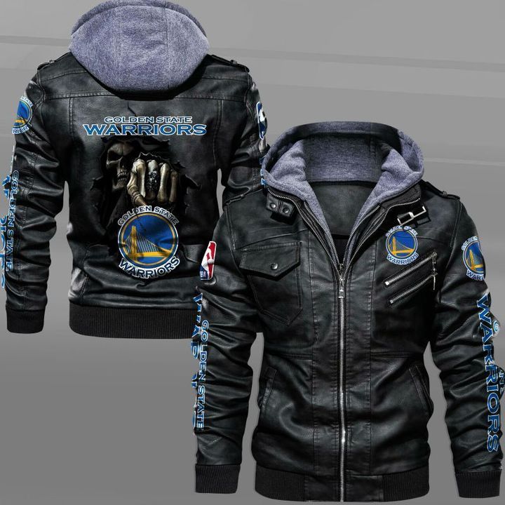 Golden State Warriors Leather Jacket Dead Skull In Back - USALast
