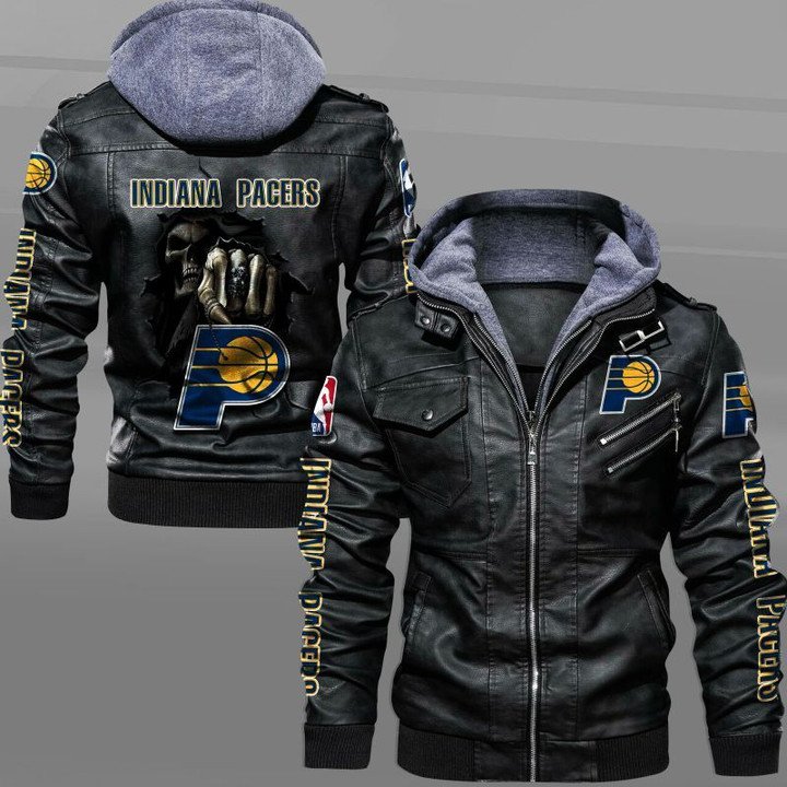 Indiana Pacers Leather Jacket Dead Skull In Back - HVsun