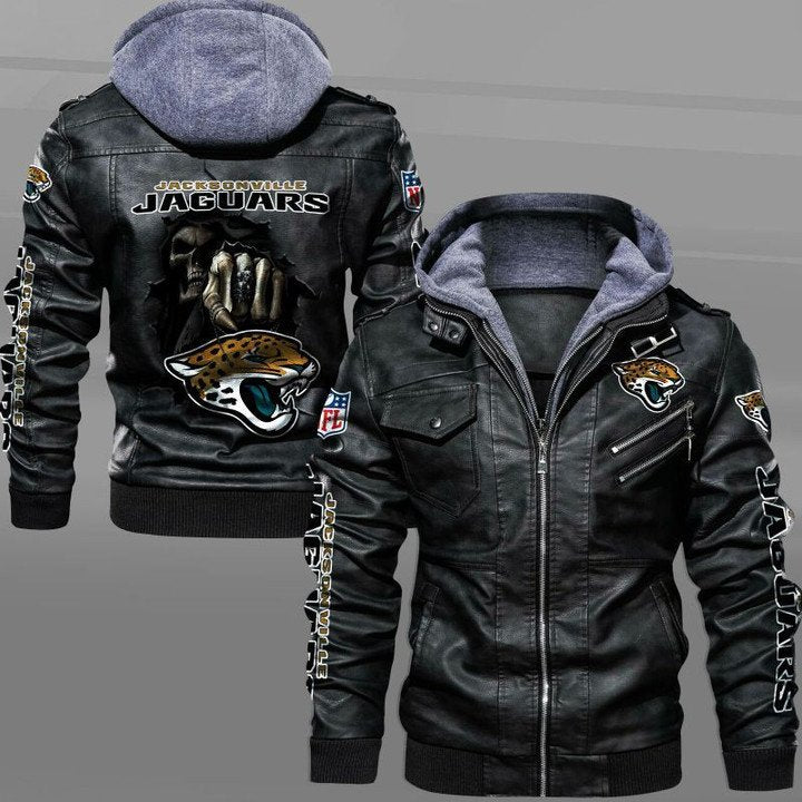 Jacksonville Jaguars Leather Jacket Dead Skull In Back - HVsun