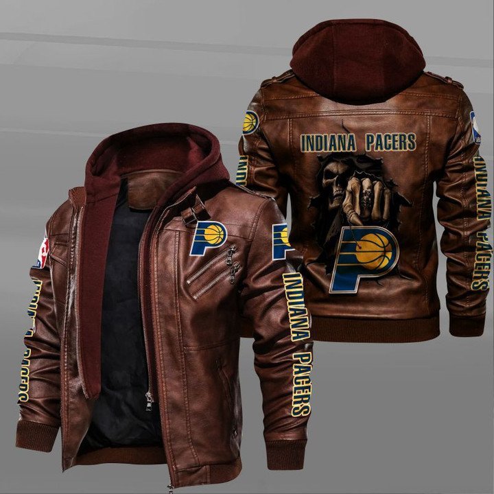 Indiana Pacers Leather Jacket Dead Skull In Back - HVsun
