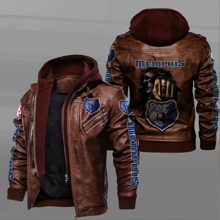 Memphis Grizzlies Leather Jacket Dead Skull In Back - HVsun