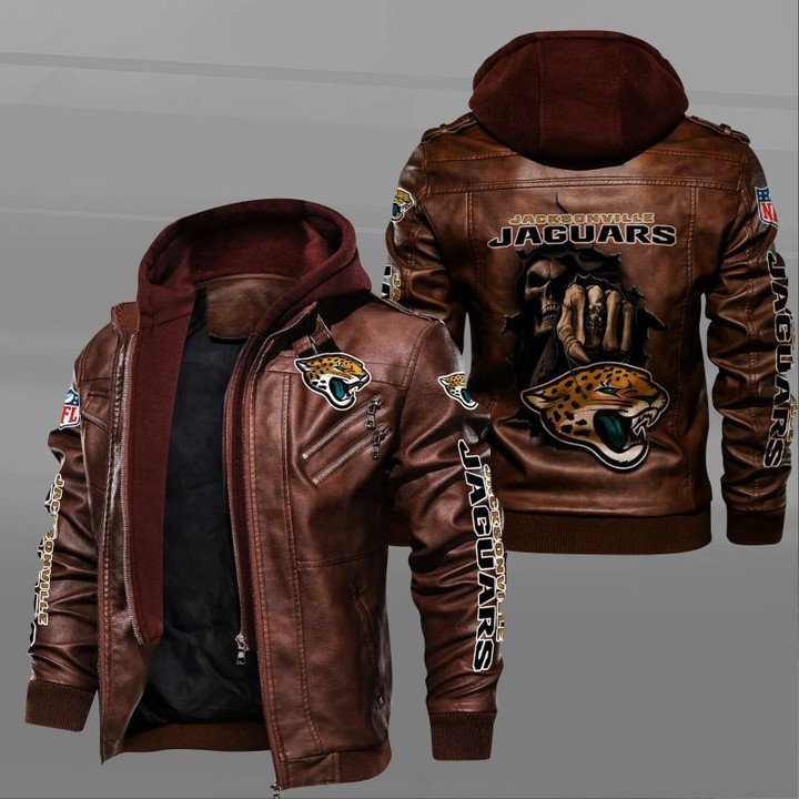Jacksonville Jaguars Leather Jacket Dead Skull In Back - HVsun