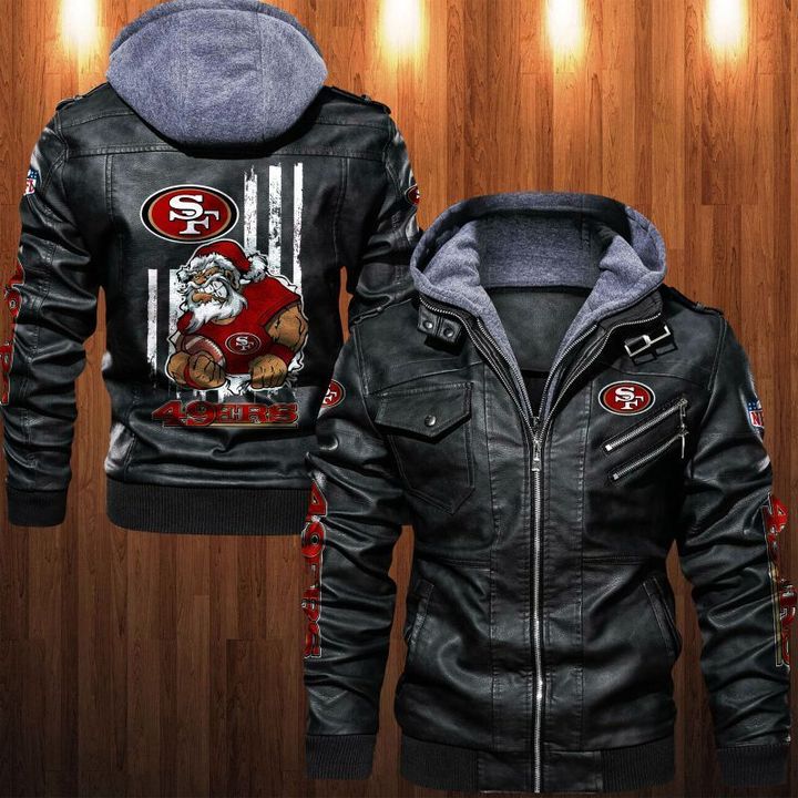 San Francisco 49ers Leather Jacket Angry Santa Claus - HVsun
