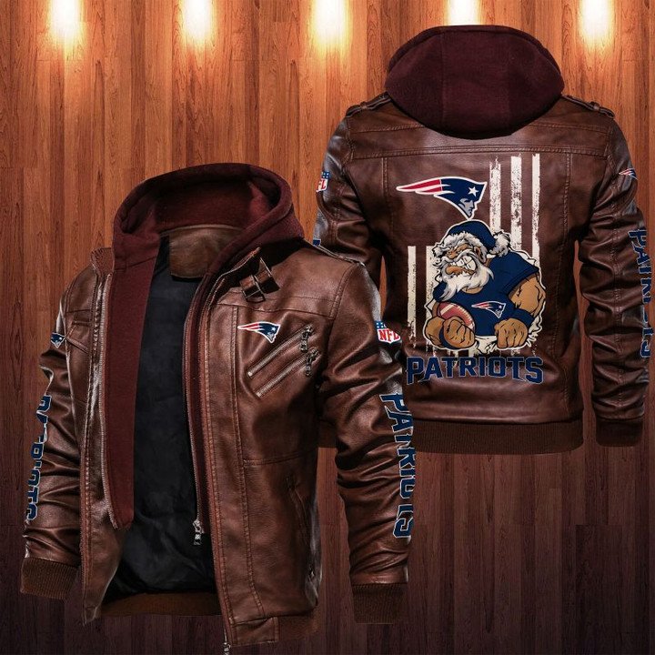 New England Patriots Leather Jacket Angry Santa Claus - HVsun