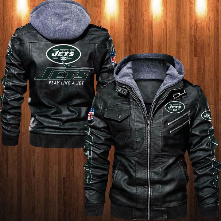 New York Jets Leather Jacket Play Like A Jet - HVsun
