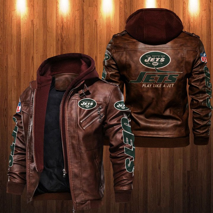 New York Jets Leather Jacket Play Like A Jet - HVsun