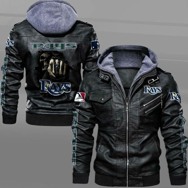 Tampa Bay Rays Leather Jacket Dead Skull In Back - HVsun