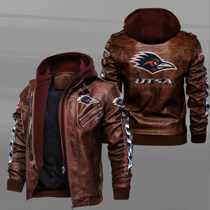 UTSA Roadrunners Hooded Leather Jacket - HVsun