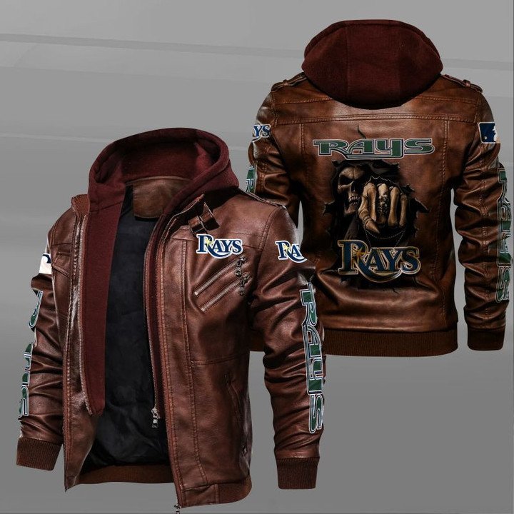 Tampa Bay Rays Leather Jacket Dead Skull In Back - HVsun