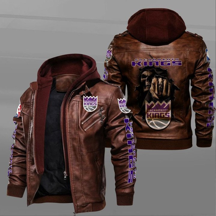 Sacramento Kings Leather Jacket Dead Skull In Back - HVsun
