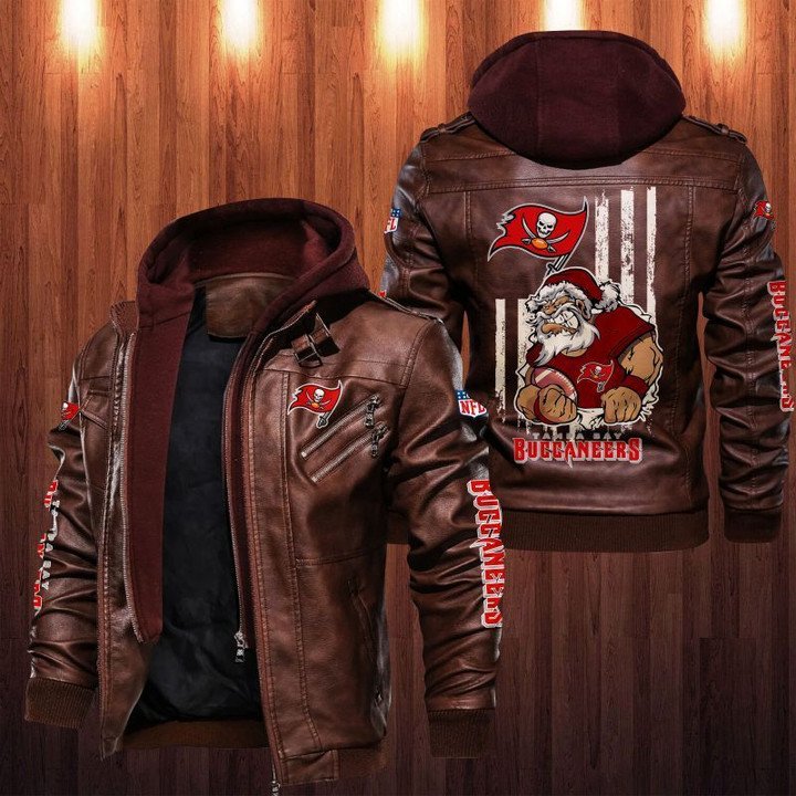 Tampa Bay Buccaneers Leather Jacket Angry Santa Claus - HVsun