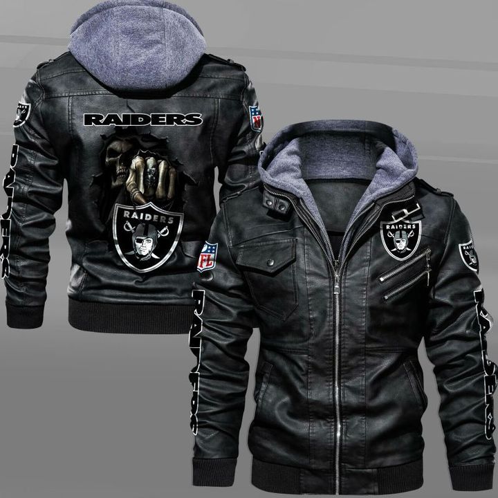 Las Vegas Raiders Leather Jacket Dead Skull In Back - HVsun