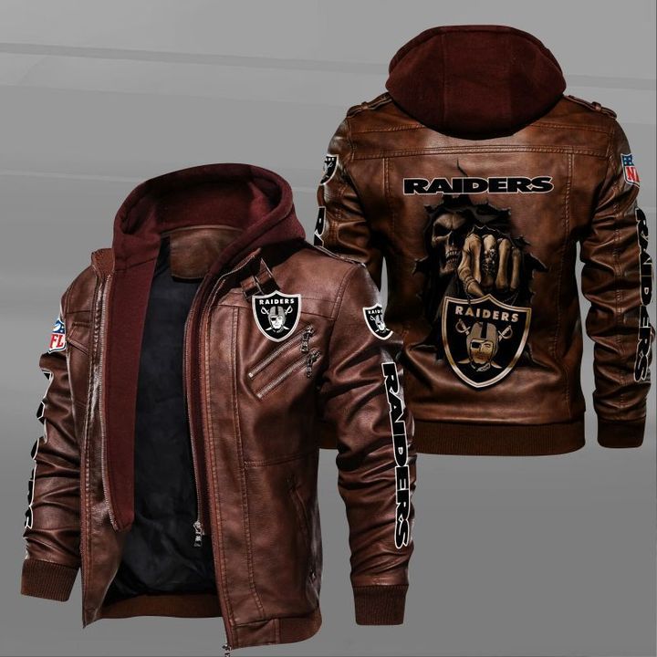 Las Vegas Raiders Leather Jacket Dead Skull In Back - HVsun