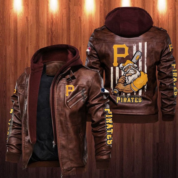 Pittsburgh Pirates Leather Jacket Angry Santa Claus - HVsun