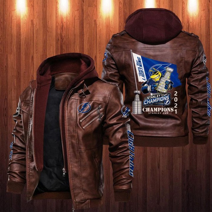 Tampa Bay Lightning Leather Jacket Stanley Champions 2021 - HVsun