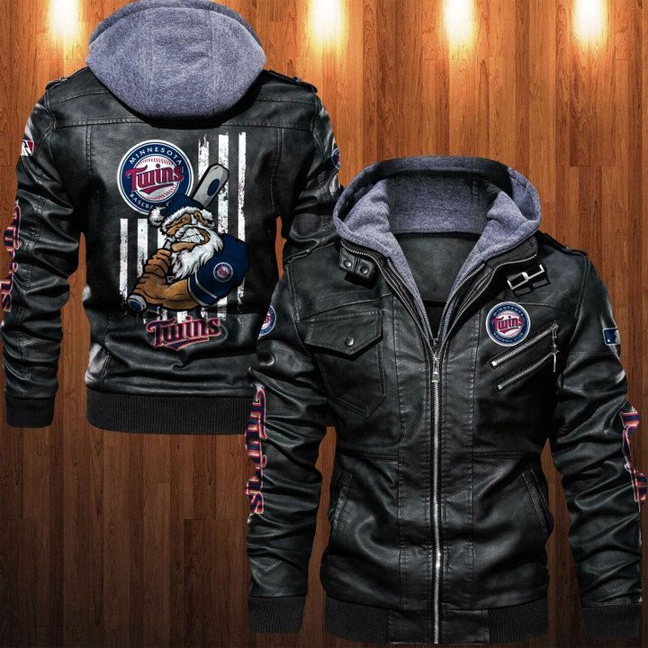 Minnesota Twins Leather Jacket Angry Santa Claus - HVsun