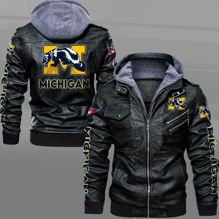 Michigan Wolverines Leather Jacket - HVsun