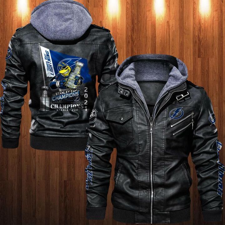 Tampa Bay Lightning Leather Jacket Stanley Champions 2021 - HVsun