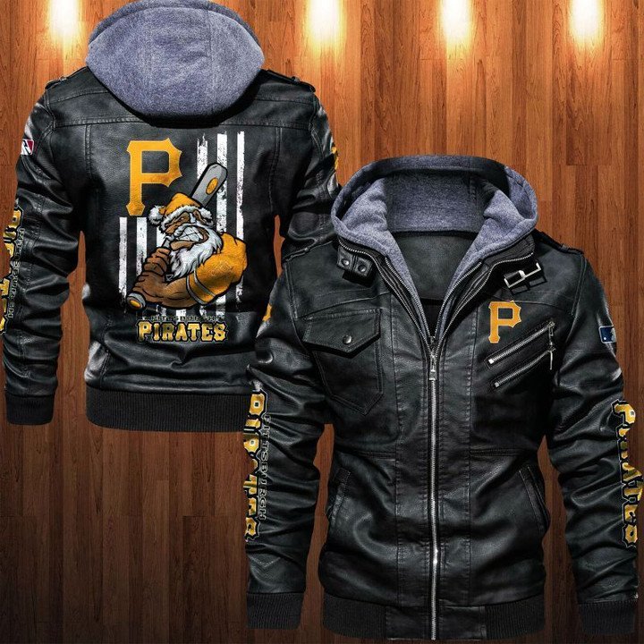 Pittsburgh Pirates Leather Jacket Angry Santa Claus - HVsun