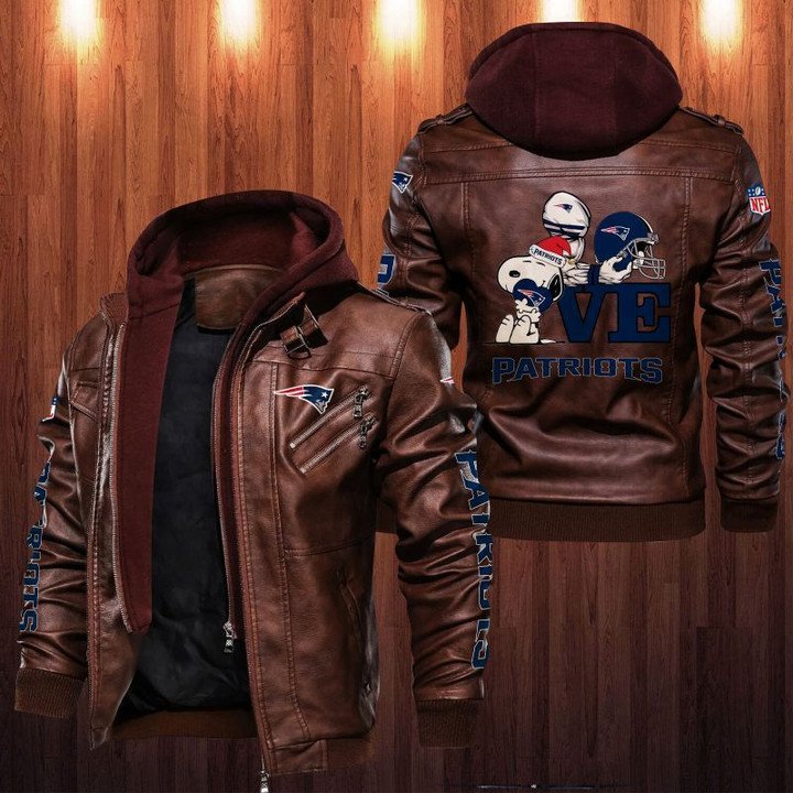 New England Patriots Snoopy Leather Jacket - HVsun