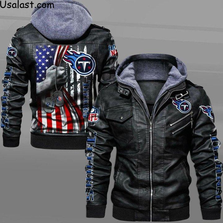 Tennessee Titans Military Dog Tag Leather Jacket - HVsun